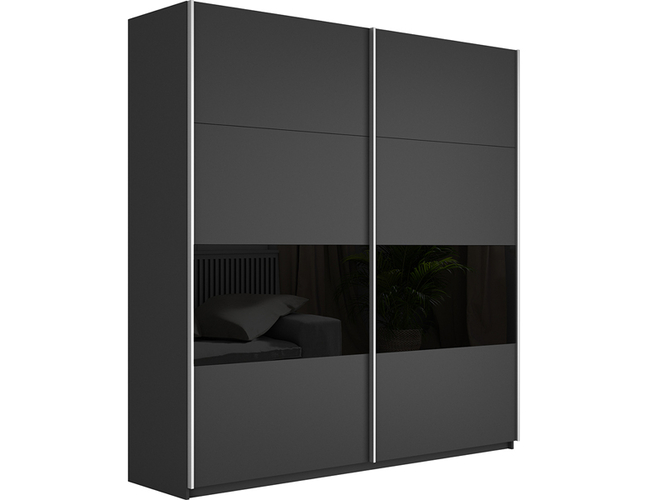 Шкаф-купе широкий Прайм Люкс 2-х дверный (фасад дсп/стекло белое/черное), Серый диамант