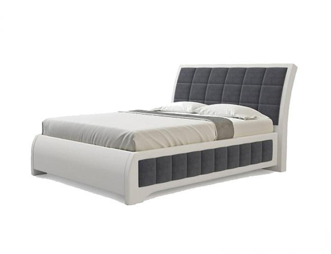 Кровать Райтон Foros, белая экокожа/шерсть лама темно-серый