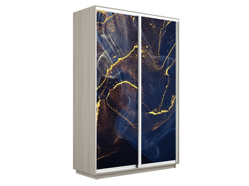 Шкаф-купе Экспресс 2-х дверный (Фото №1016 Абстракция золотая пыль), Ясень Шимо светлый